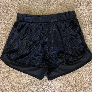Crushed Black Velvet Shorts